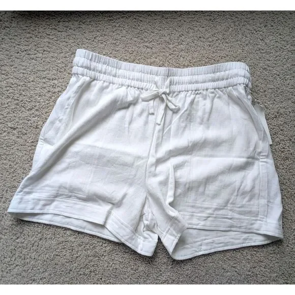 NWT Splendid White Textured Campside Shorts with Elastic Waist Sz L